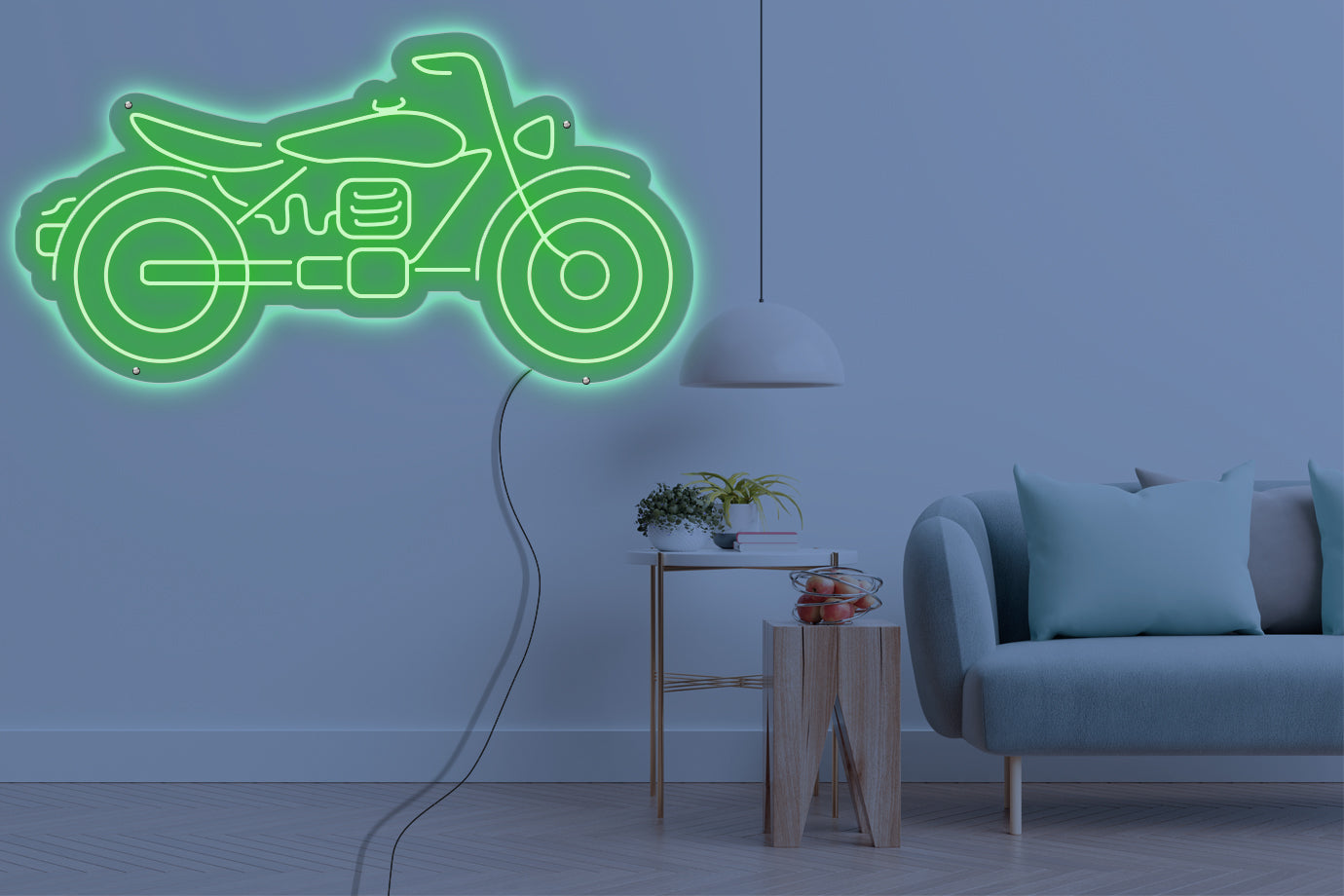 Neon LED schriftzug sign schild light strip grün online home dekor business, Motorrad