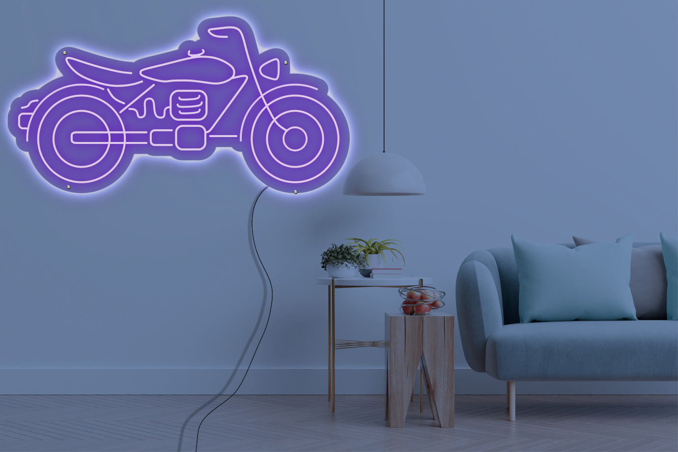 Neon LED schriftzug sign schild light strip lila online home dekor business, Motorrad