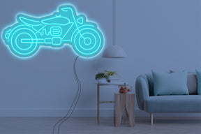 Neon LED schriftzug sign schild light strip türkis online home dekor business, Motorrad