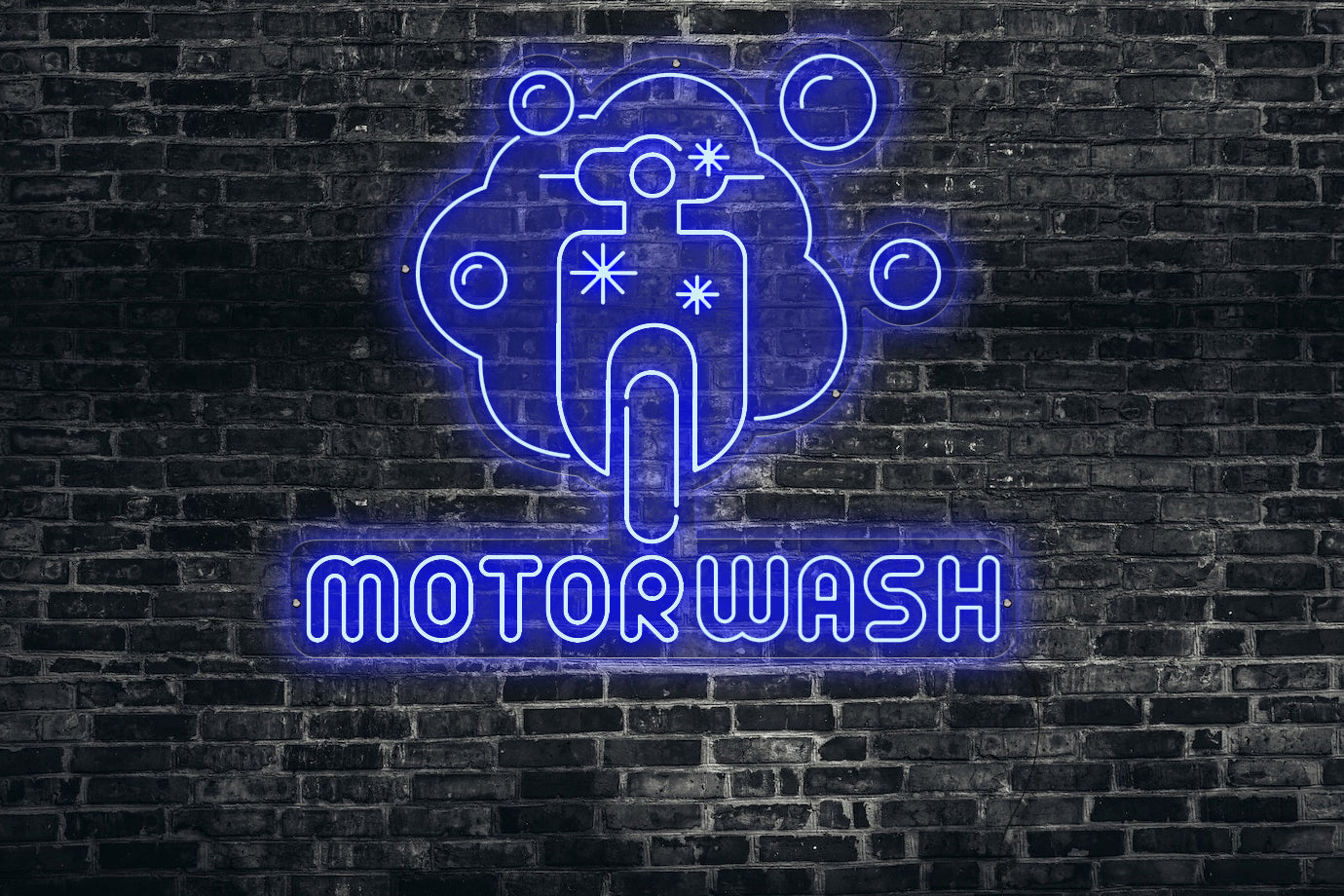 Neon LED schriftzug sign schild light strip blau online home dekor business,  Moterwash, Motorwäsche