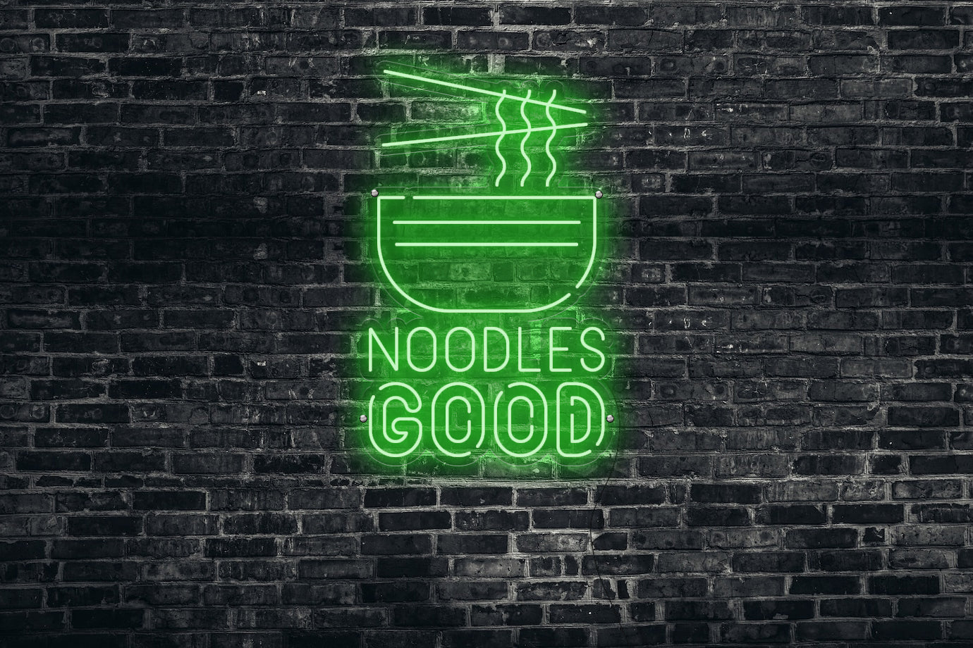 Neon LED schriftzug sign schild light strip grün online home dekor business, Noodles Good, Nudeln