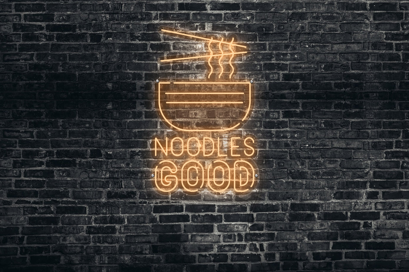 Neon LED schriftzug sign schild light strip orange online home dekor business, Noodles Good, Nudeln