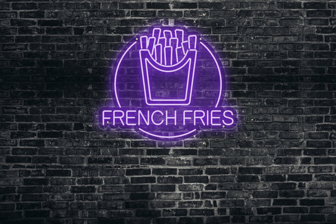 Neon LED schriftzug sign schild light strip lila online home dekor business, pommes, french fries