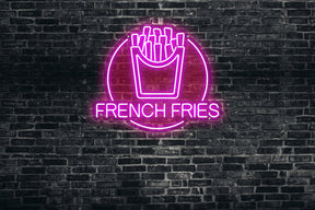 Neon LED schriftzug sign schild light strip pink online home dekor business, pommes, french fries