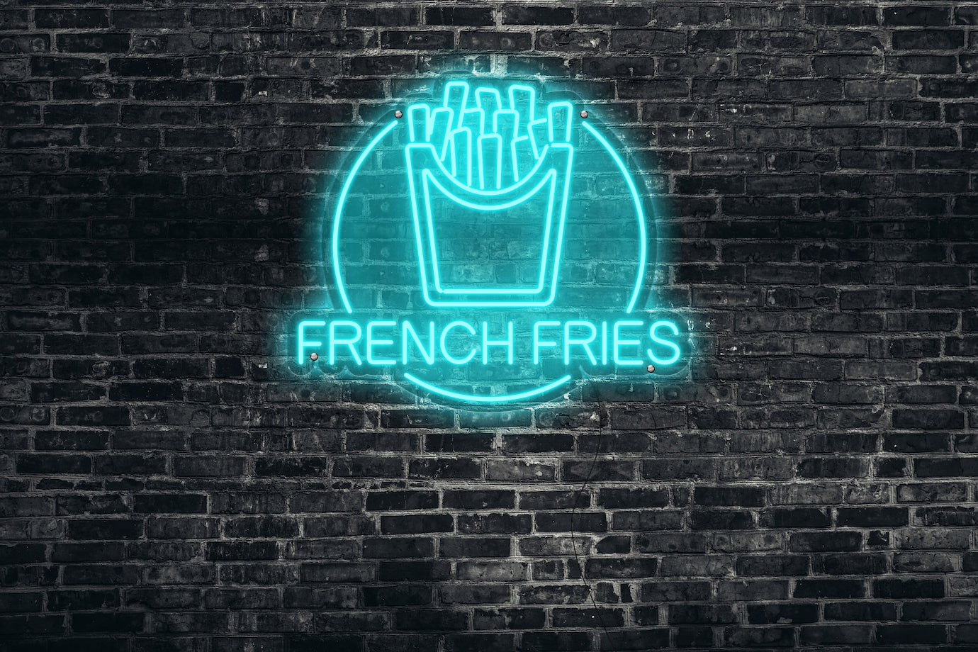 Neon LED schriftzug sign schild light strip türking online home dekor business, pommes, french fries