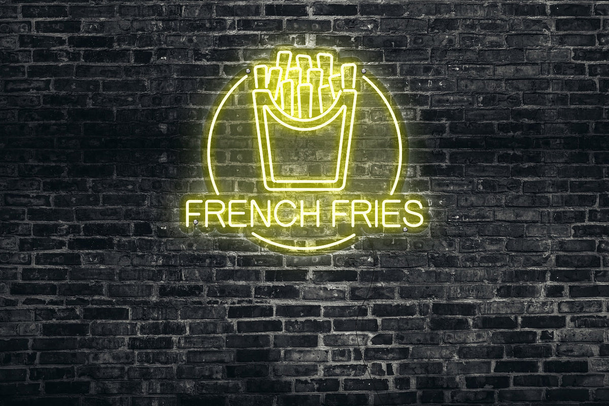 Neon LED schriftzug sign schild light strip warmweiss online home dekor business, pommes, french fries