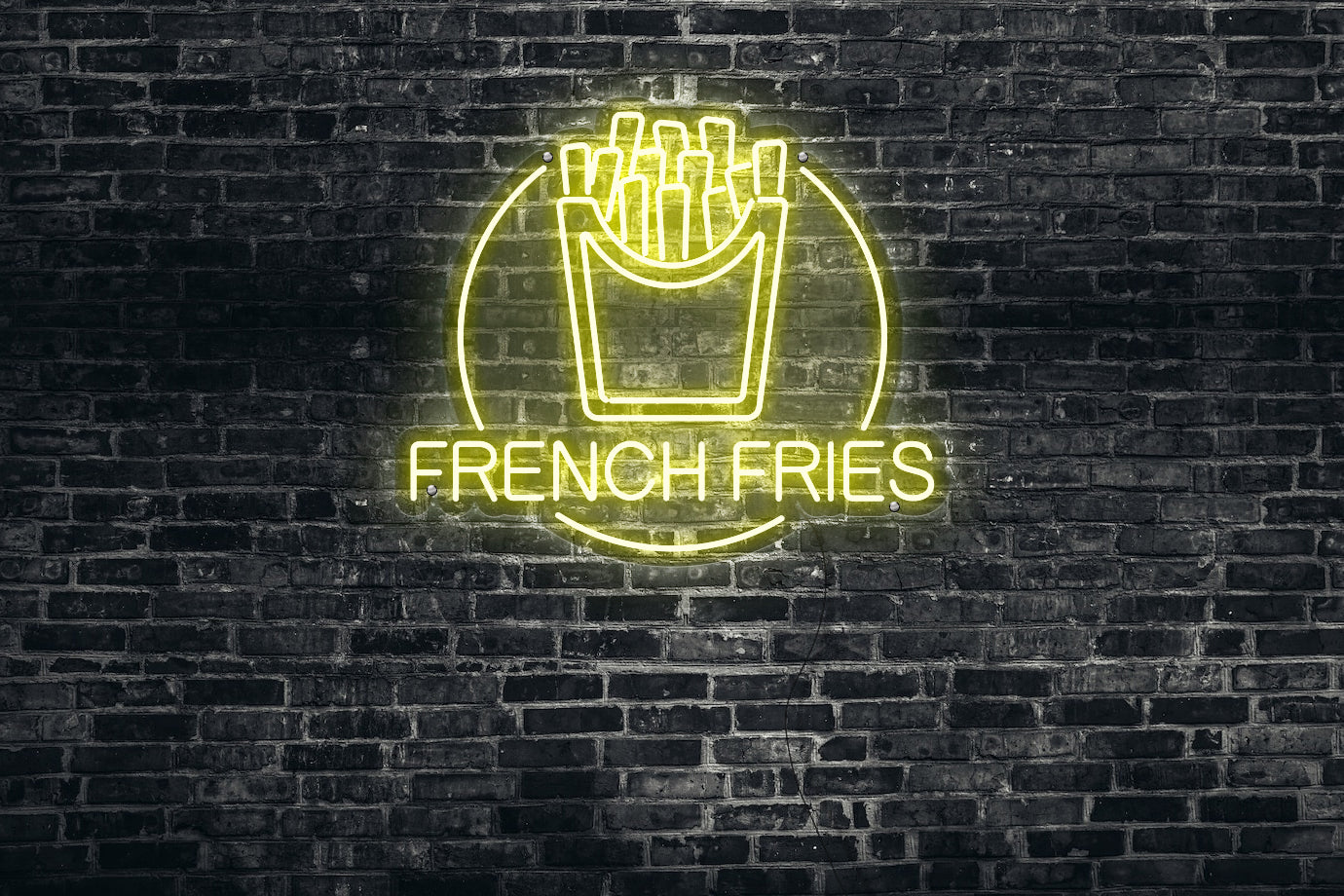 Neon LED schriftzug sign schild light strip warmweiss online home dekor business, pommes, french fries