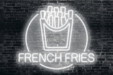 Neon LED schriftzug sign schild light strip weiss online home dekor business, pommes, french fries