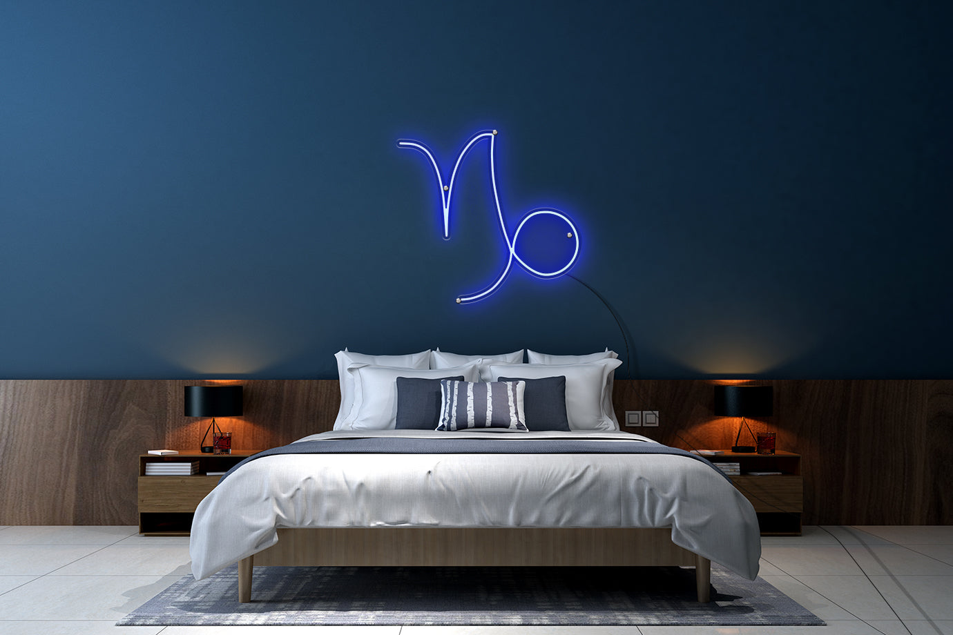 Neon LED schriftzug sign schild light strip blau, online, Sternzeichen Steinbock, Sternzeichen, Home, Lifestyle