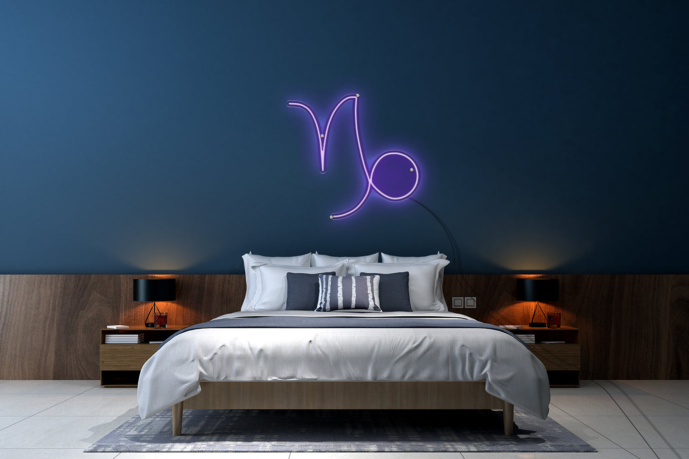 Neon LED schriftzug sign schild light strip lila, online, Sternzeichen Steinbock, Sternzeichen, Home, Lifestyle