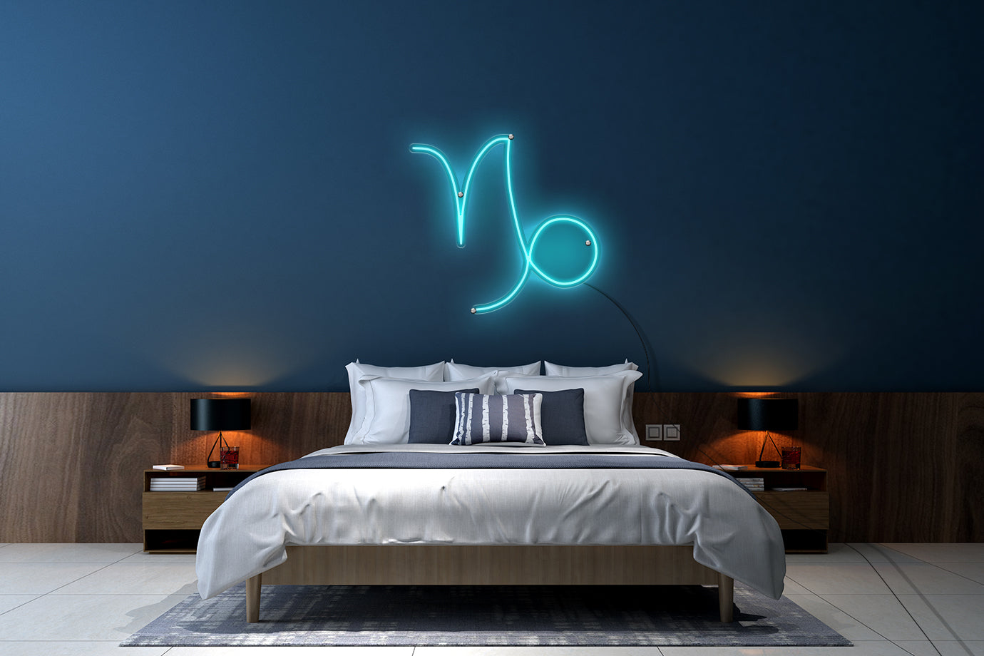 Neon LED schriftzug sign schild light strip türkis, online, Sternzeichen Steinbock, Sternzeichen, Home, Lifestyle