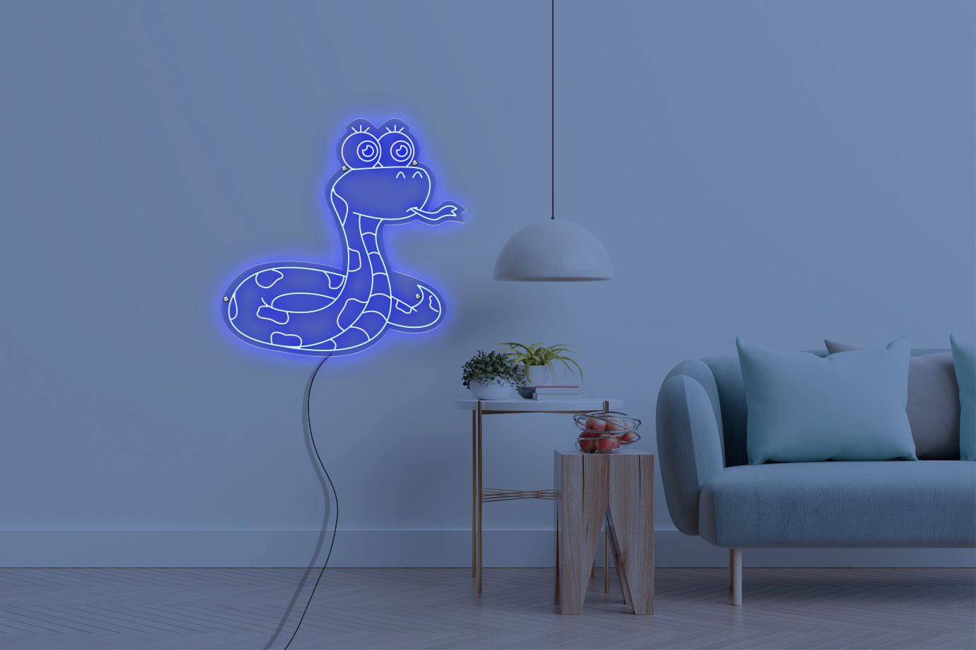 Neon LED schriftzug sign schild light strip blau online home dekor, schlange, snake