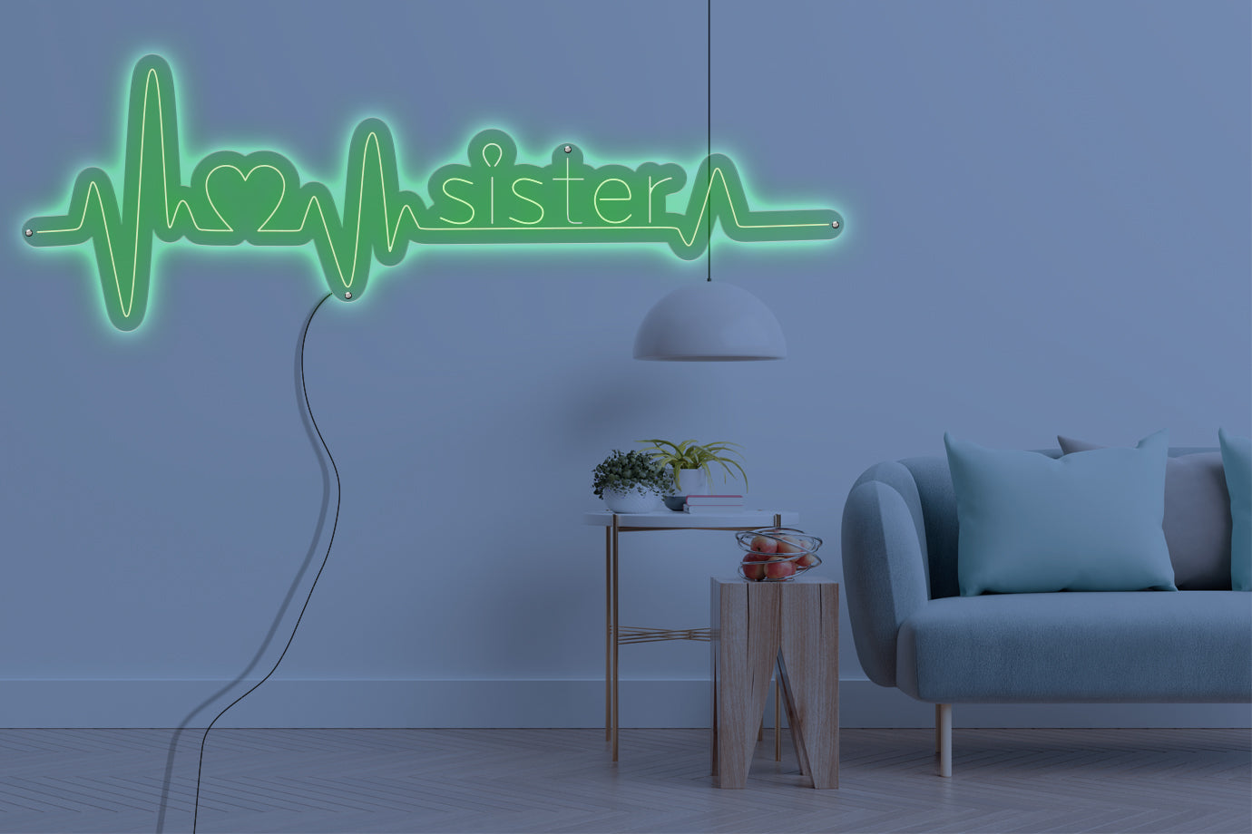 Neon LED schriftzug sign schild light strip grün online home dekor, Sister, schwester