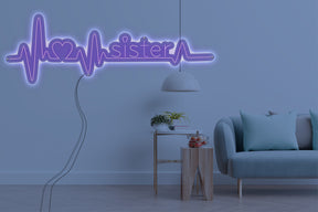 Neon LED schriftzug sign schild light strip lila online home dekor, Sister, schwester