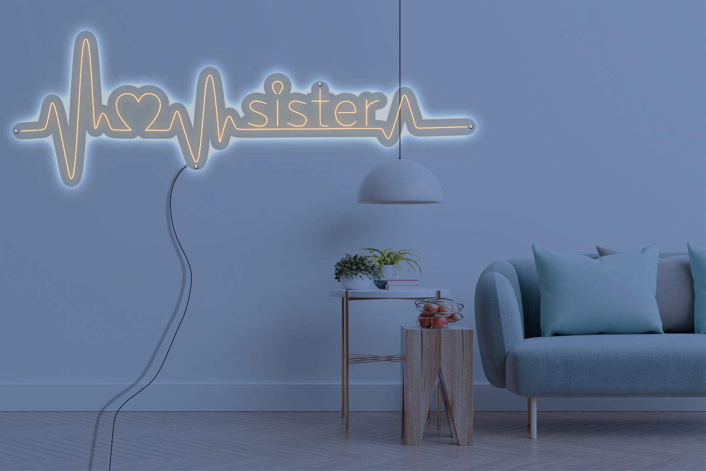 Neon LED schriftzug sign schild light strip orange online home dekor, Sister, schwester