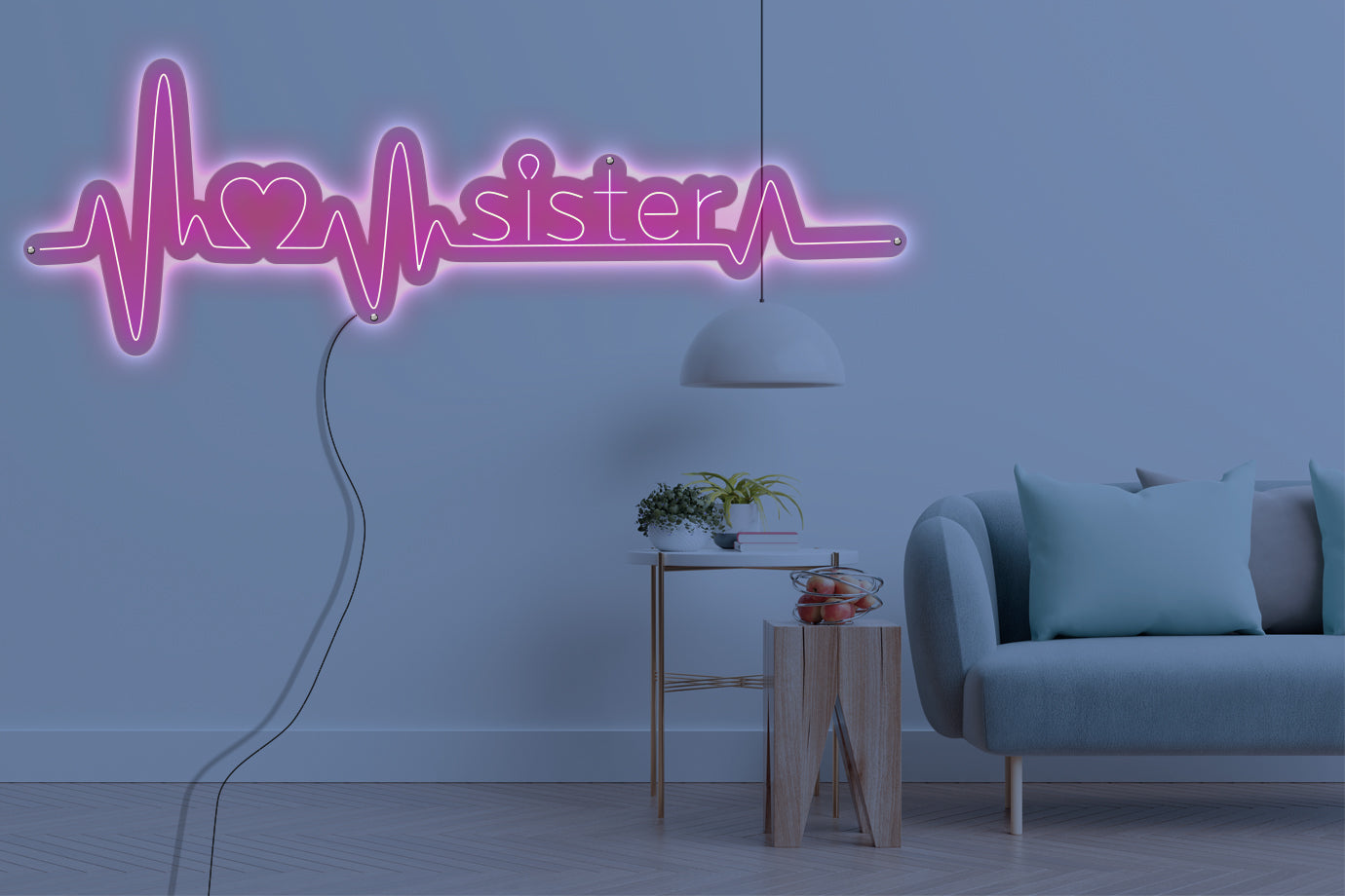 Neon LED schriftzug sign schild light strip pink online home dekor, Sister, schwester