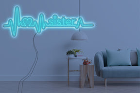 Neon LED schriftzug sign schild light strip türkis online home dekor, Sister, schwester