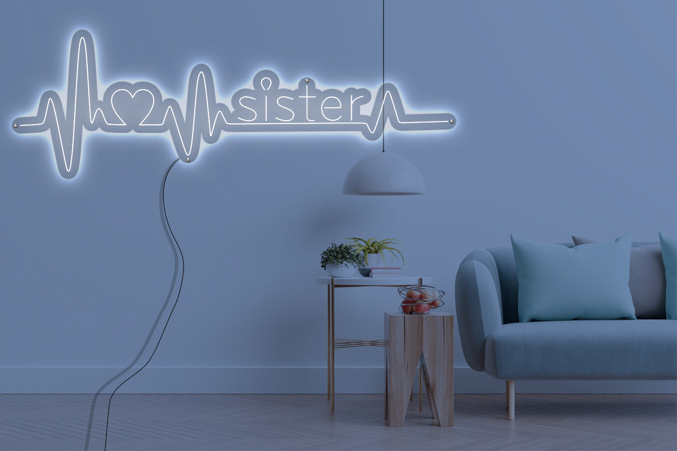 Neon LED schriftzug sign schild light strip weiss online home dekor, Sister, schwester