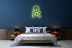 Neon LED schriftzug sign schild light strip gelb, online, events, Home, Lifestyle, Totenkopf, skull