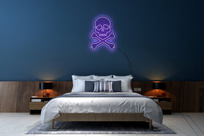 Neon LED schriftzug sign schild light strip lila, online, events, Home, Lifestyle, Totenkopf, skull