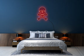 Neon LED schriftzug sign schild light strip rot, online, events, Home, Lifestyle, Totenkopf, skull