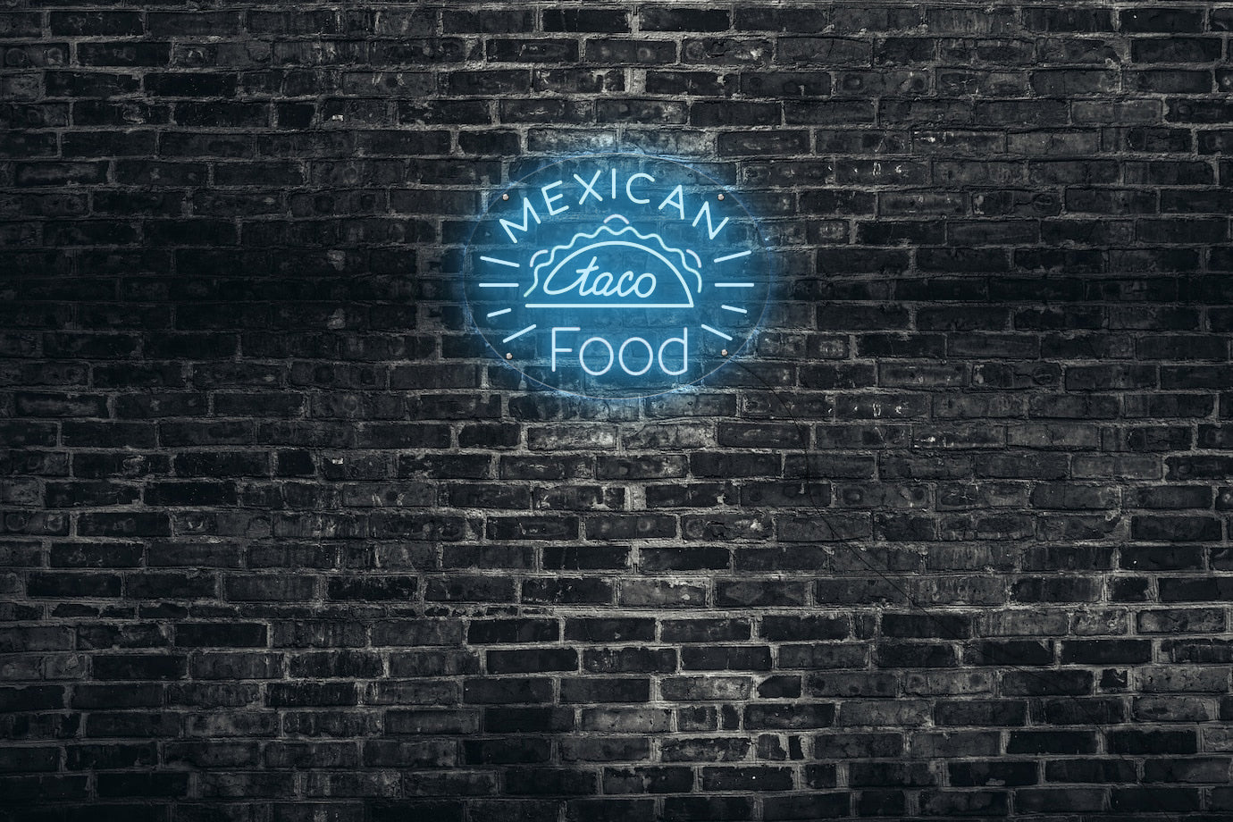 Neon LED schriftzug sign schild light strip hellblau, online, restaurante, Home, Lifestyle, Mexican Food, taco, Food