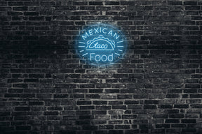 Neon LED schriftzug sign schild light strip hellblau, online, restaurante, Home, Lifestyle, Mexican Food, taco, Food