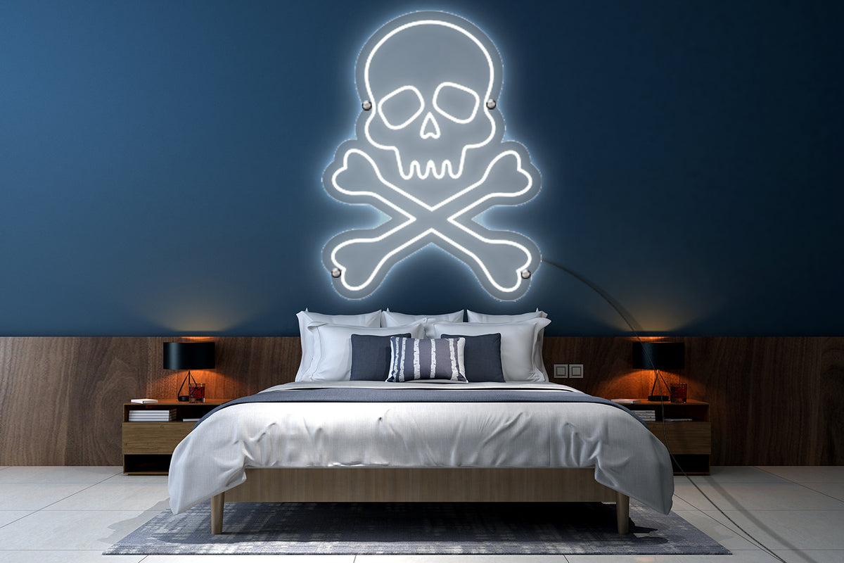 Neon LED schriftzug sign schild light strip weiss, online, events, Home, Lifestyle, Totenkopf, skull