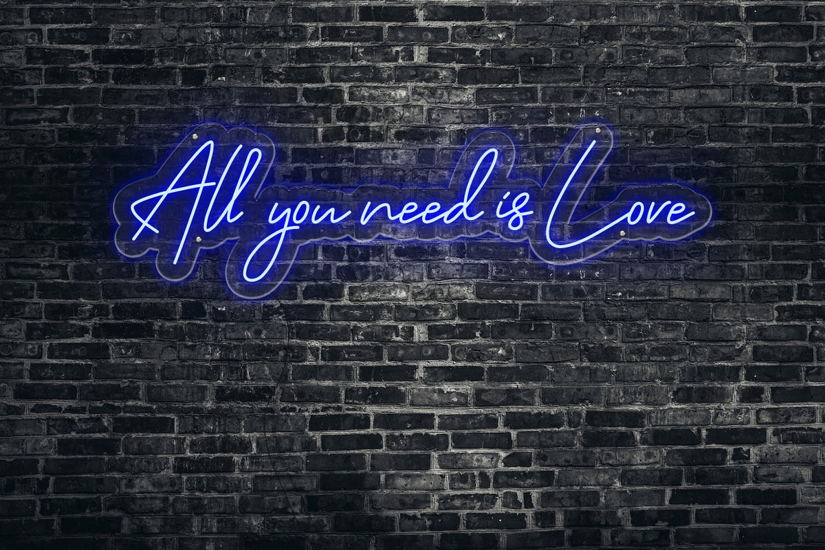 Neon LED schriftzug sign schild light strip blau online home dekor, all you need is love