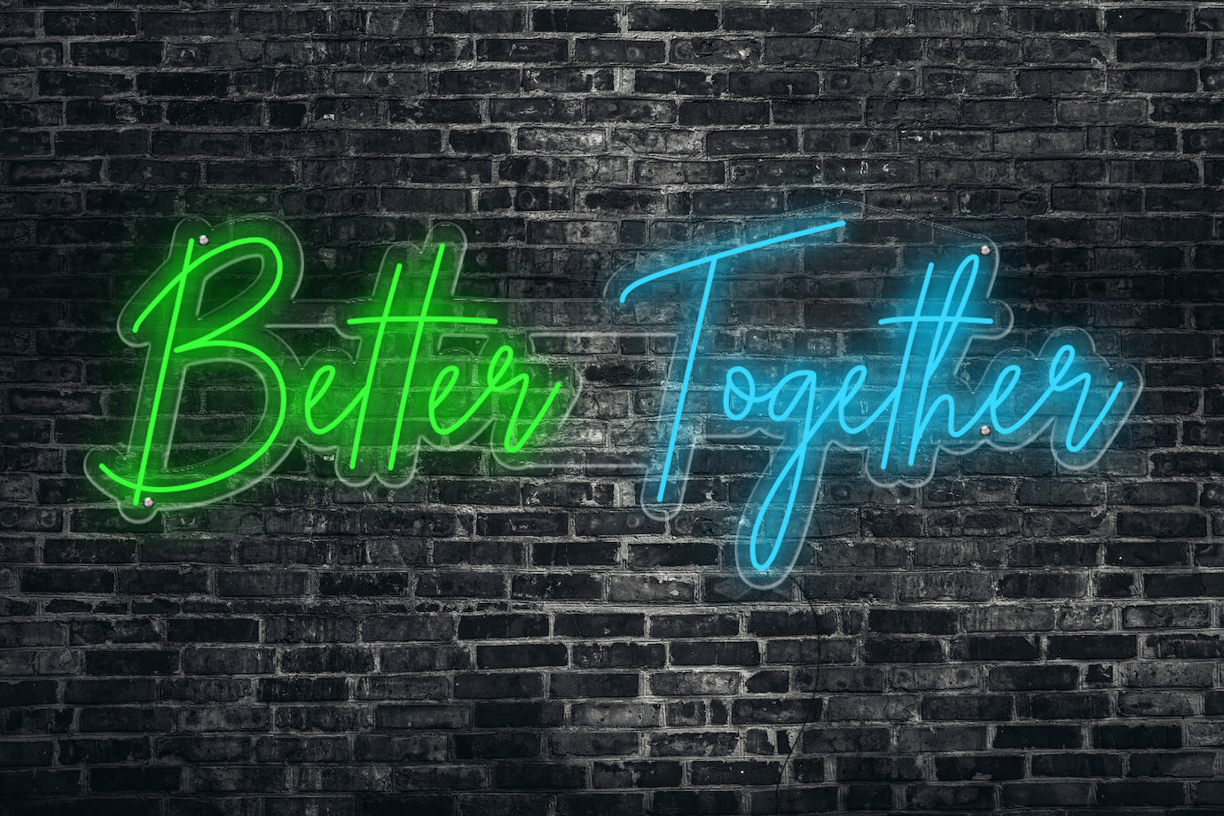 Neon LED schriftzug sign schild light strip bunt online home dekor, better together