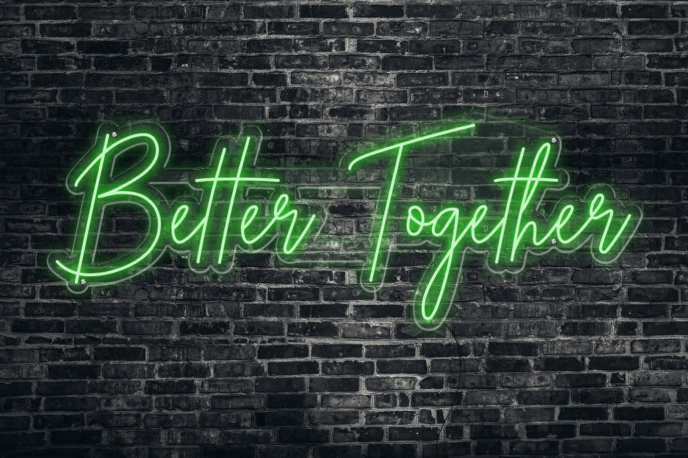 Neon LED schriftzug sign schild light strip grün online home dekor, better together