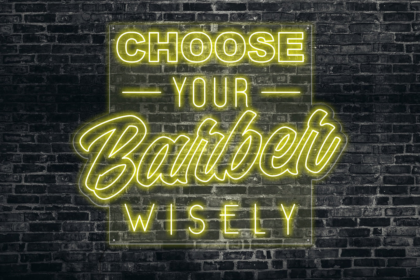 Neon LED schriftzug sign schild light strip gelb online home dekor business lifestyle, choose your barber wisely