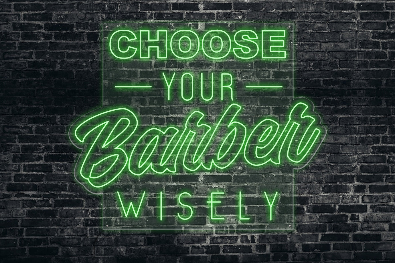 Neon LED schriftzug sign schild light strip grün online home dekor business lifestyle, choose your barber wisely