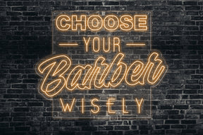 Neon LED schriftzug sign schild light strip orange online home dekor business lifestyle, choose your barber wisely