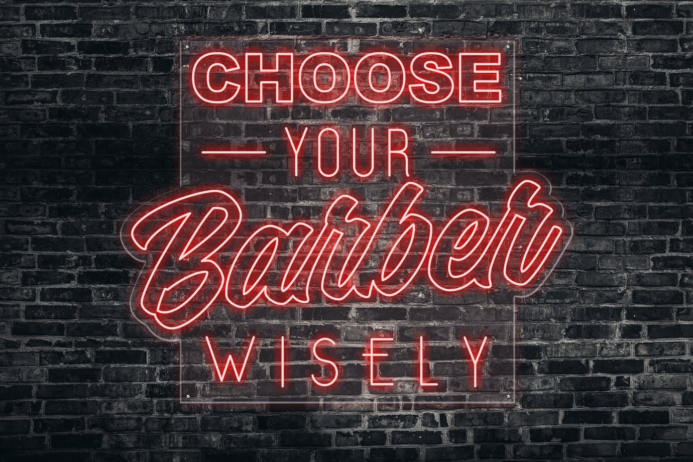 Neon LED schriftzug sign schild light strip rot online home dekor business lifestyle, choose your barber wisely