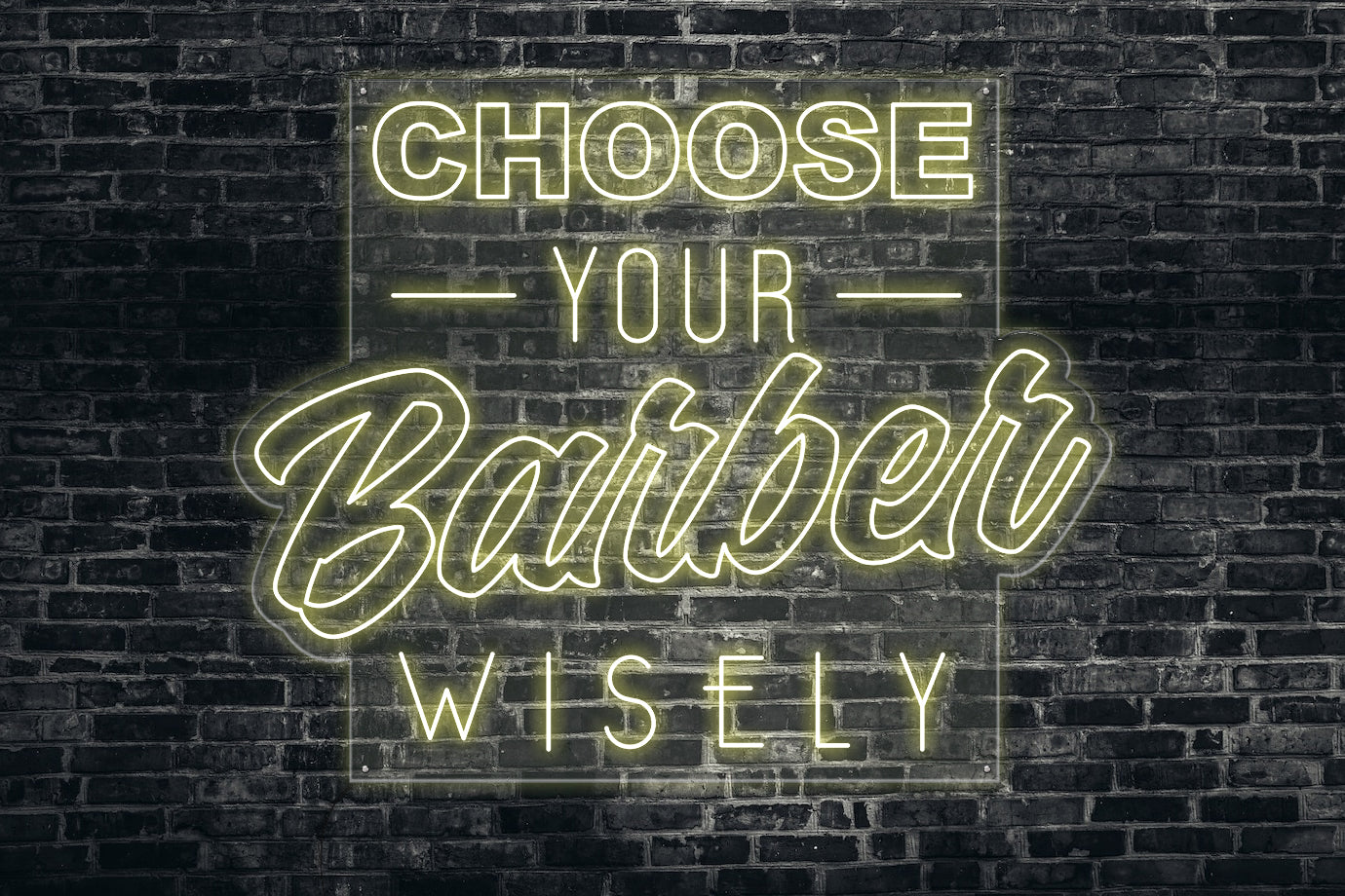 Neon LED schriftzug sign schild light strip warmweiss online home dekor business lifestyle, choose your barber wisely