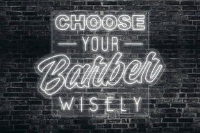 Neon LED schriftzug sign schild light strip weiss online home dekor business lifestyle, choose your barber wisely