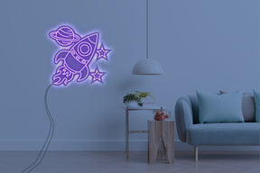 Neon LED schriftzug sign schild light strip lila online home dekor, rakete