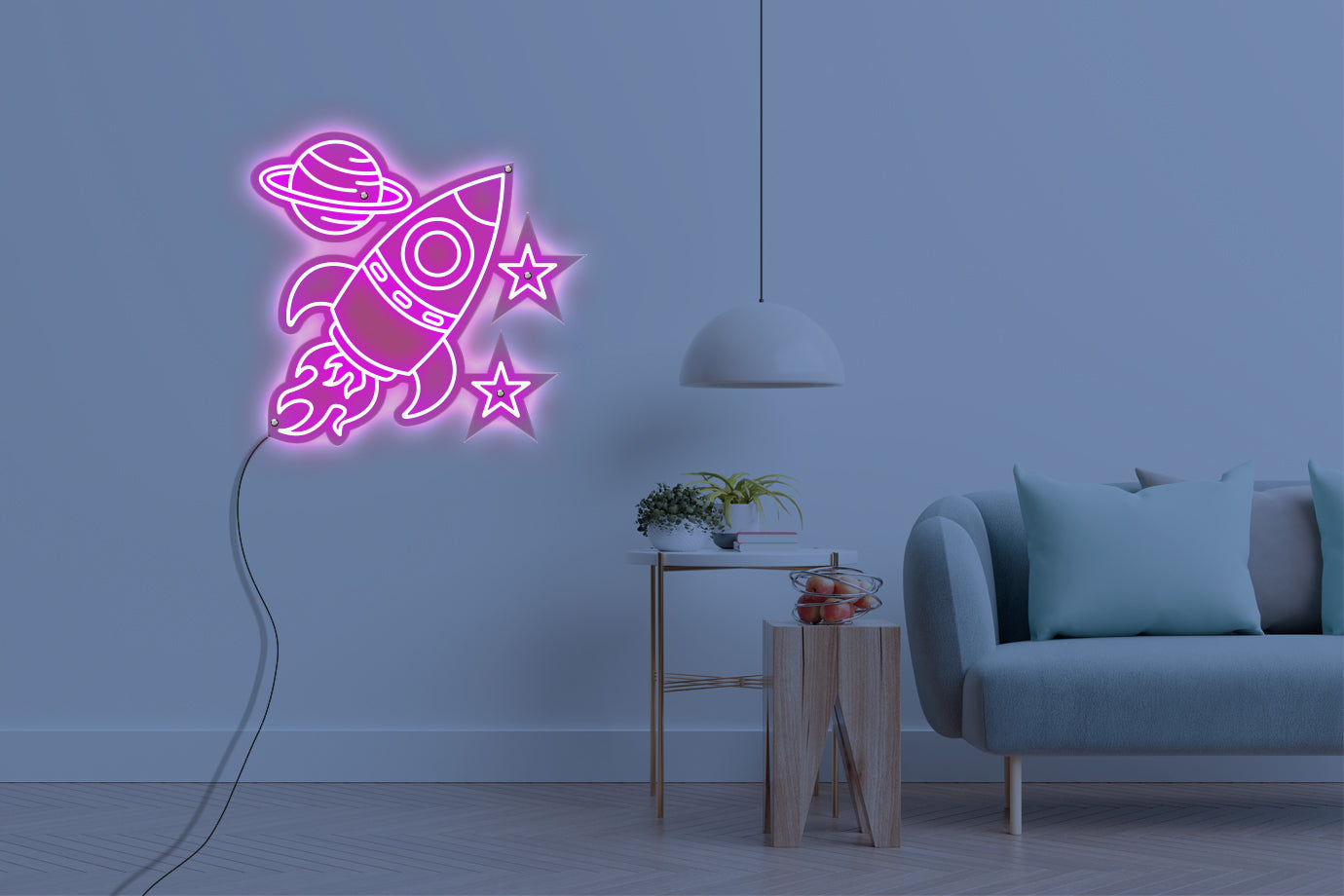 Neon LED schriftzug sign schild light strip pink online home dekor, rakete