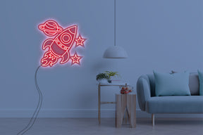 Neon LED schriftzug sign schild light strip rot online home dekor, rakete