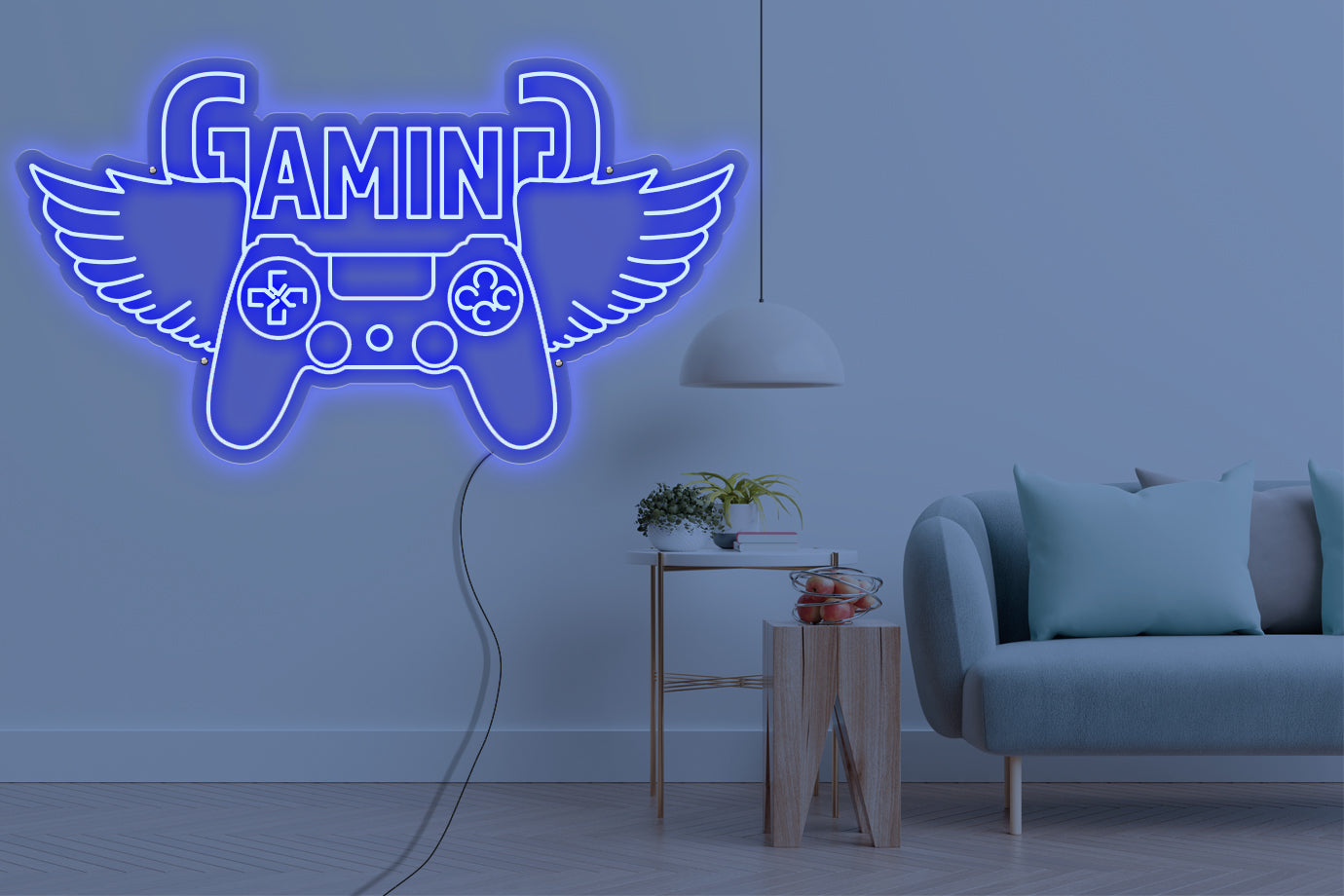 Neon LED schriftzug sign schild light strip blau online home dekor business gaming lifestyle, gaming