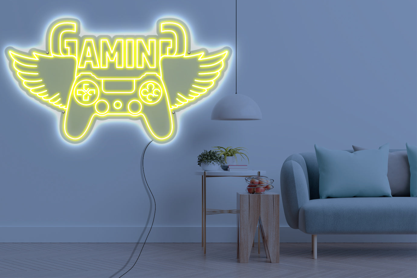 Neon LED schriftzug sign schild light strip gelb online home dekor business gaming lifestyle, gaming