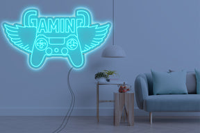 Neon LED schriftzug sign schild light strip türkis online home dekor business gaming lifestyle, gaming