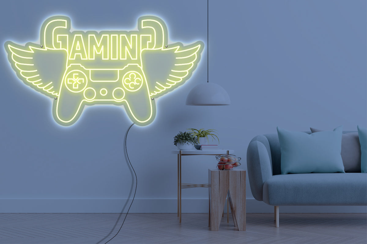 Neon LED schriftzug sign schild light strip warmweiss online home dekor business gaming lifestyle, gaming