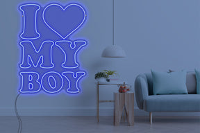 Neon LED schriftzug sign schild light strip blau online home dekor business, i love my boy