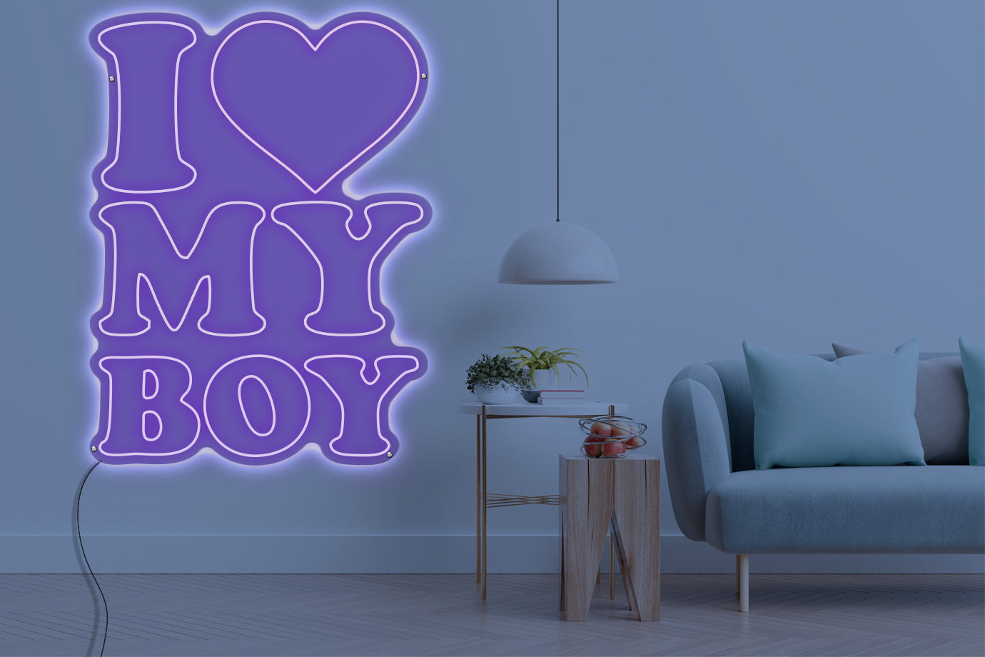 Neon LED schriftzug sign schild light strip lila online home dekor business, i love my boy