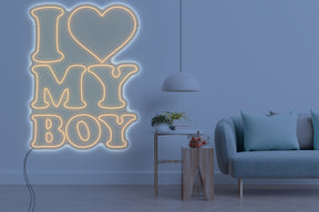 Neon LED schriftzug sign schild light strip orange online home dekor business, i love my boy