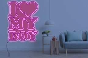 Neon LED schriftzug sign schild light strip pink online home dekor business, i love my boy