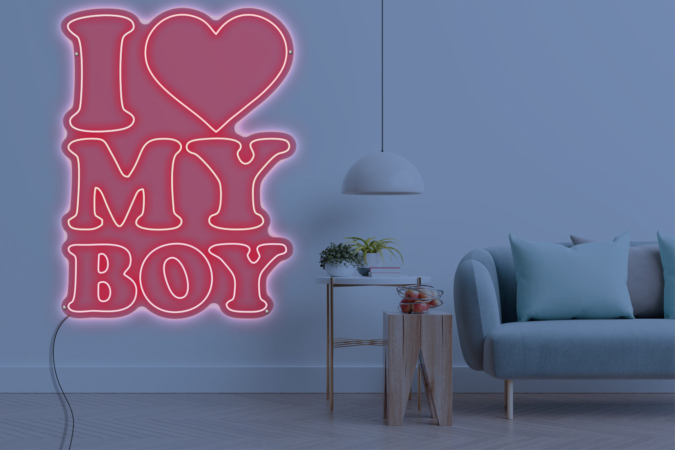 Neon LED schriftzug sign schild light strip rot online home dekor business, i love my boy