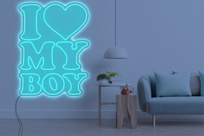 Neon LED schriftzug sign schild light strip türkis online home dekor business, i love my boy